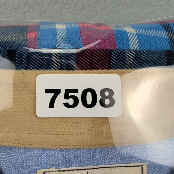 RSVLTS Flannel Shirt Mens XL Blue Red Plaid Long Sleeve Button Down Side Pockets - Picture 13 of 13